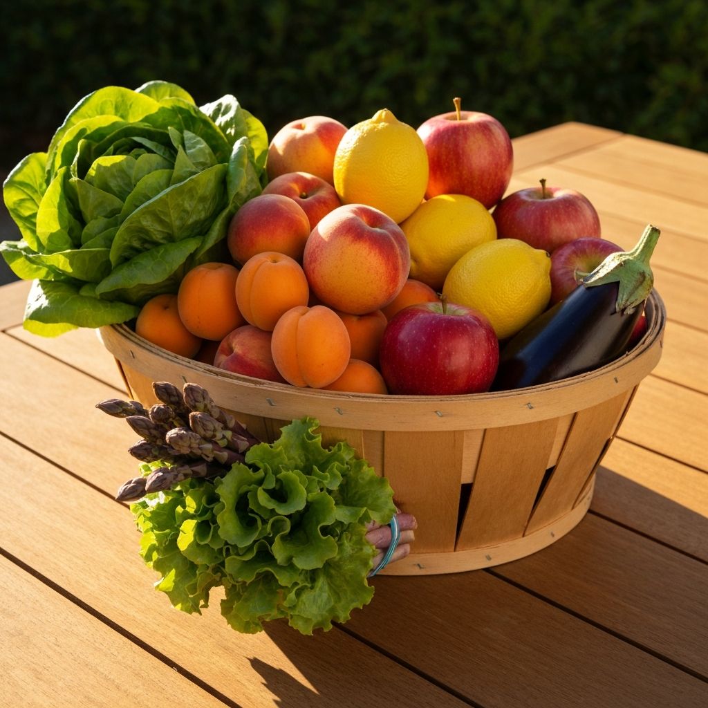 Korb mit saisonalen frischen Produkten